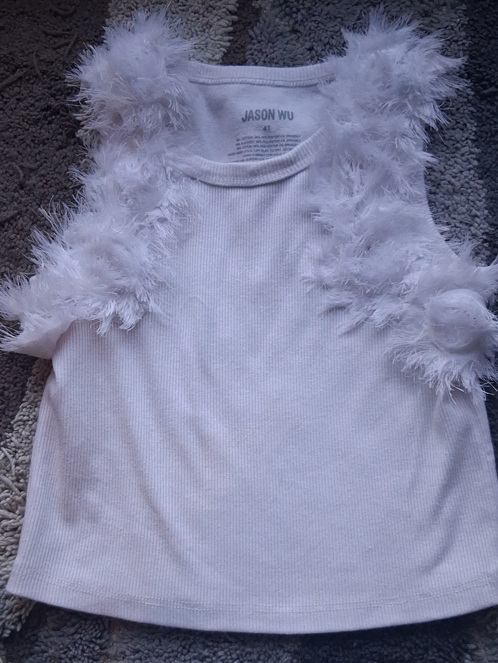 Jason  WU White Tank Top With Feathers